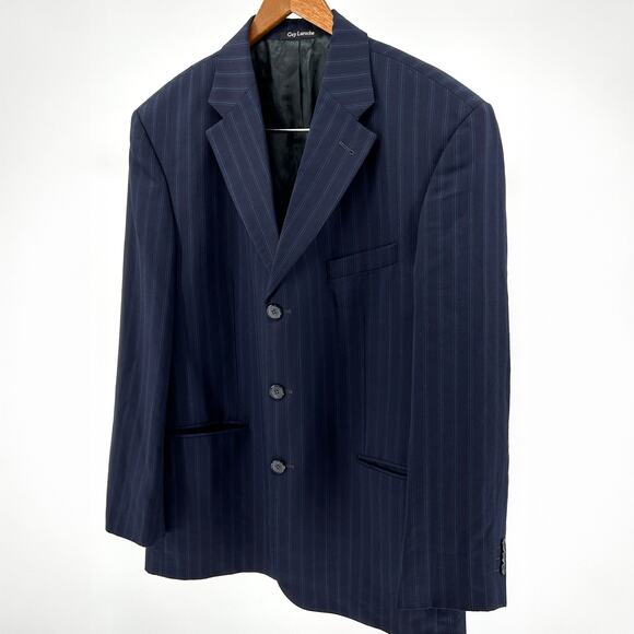 Guy Laroche Homme Navy Pinstripe 100% Wool Business Suit Blazer